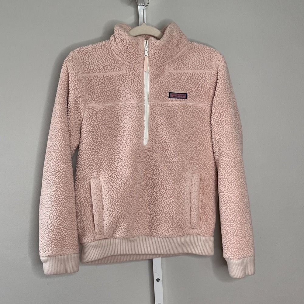 Vineyard Vines Pink Sherpa Fleece Pullover‎ Quarter Zip Eclectic Grandpa Medium